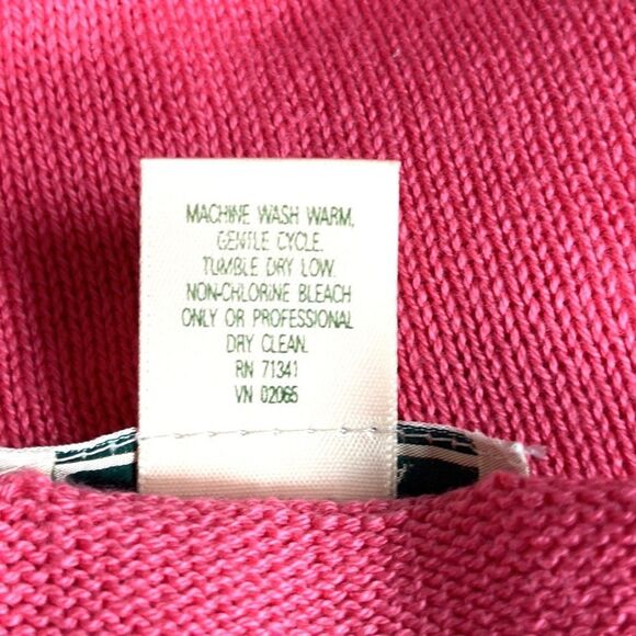 L.L. Bean Vintage Pink Cotton Sweater V-neck Pullover made in USA size L - Picture 9 of 10